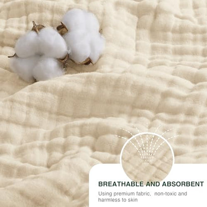 Love's cabin 100% Cotton Muslin Blanket, 6 Layer Lightweight Breathable Gauze Throw Blanket 50 x 60 Inches, Soft All Season Blanket for Couch, Bed, Sofa, Beige - color: Beige, size: Throw(50"x60")