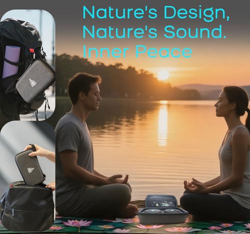 Auto Tibetan Singing Bowl, Meditation Generator Instrument - Solfeggio Bath | Portable Sound Frequency Machine Set for Yoga, Mindfulness, Vibration System of Chakra Balancing, 5 Tones, 3 Timers - color: Zen Wood