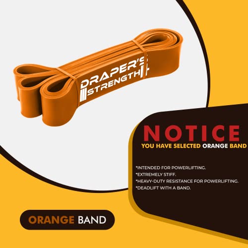 Draper's Strength Heavy Duty Resistance Stretch Loop Bands for Powerlifting Workout Exercise and Assisted Pull Ups - color: #07 Orange