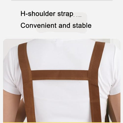 Waterproof Apron Large Pocket PU Material Waterproof Oil-proof Dust-proof Apron Black and Red - color: Black（long）