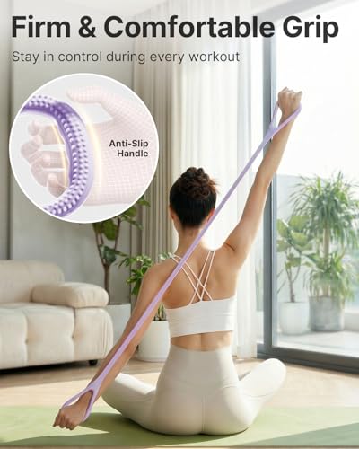 YOTTOY Figure 8 Resistance Band, Elastic Resistance Band with Comfortable Handles for Home Workout, Physical Therapy, Arm, Leg & Glute Training - color: Purple