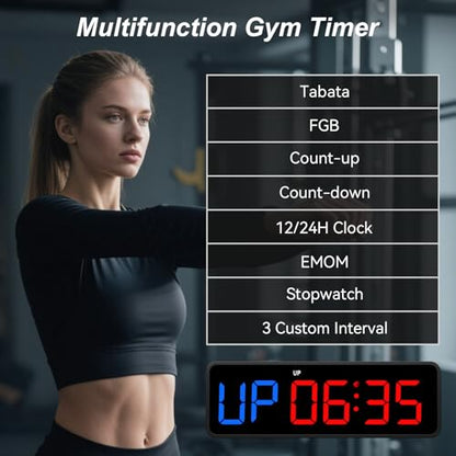 Acedeck Portable Gym Timer Clock: Fitness Digital Clock with Strong Magnet - color: Black