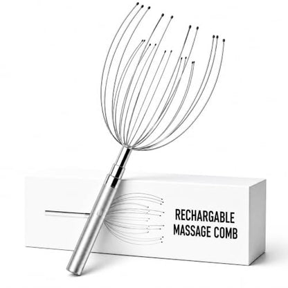 Winyoung Rechargable Head Massager Scalp Stress Relief, Electric Scalp Massager, Handheld Vibrating Head Scratchers with 20 Metal Fingers for Hair Scalp Massage Relaxation Self-Care
