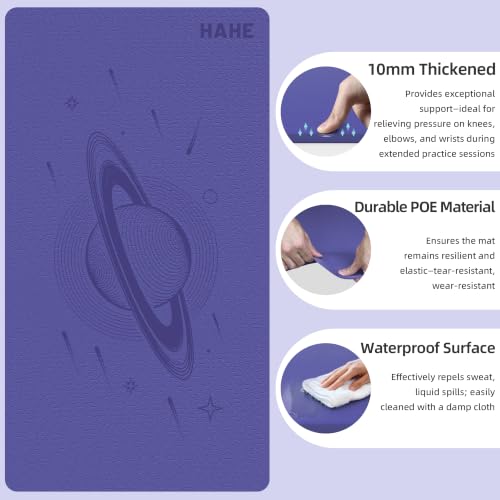 HAHE Extra Wide Yoga Mat, 72"x40"x0.4"Thick, Large Exercise Mats - color: Light Purple