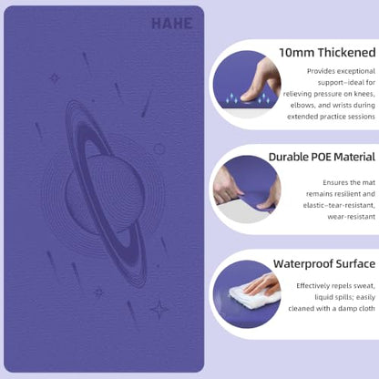 HAHE Extra Wide Yoga Mat, 72"x40"x0.4"Thick, Large Exercise Mats - color: Light Purple