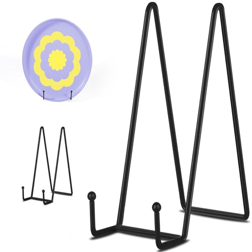 Decolore 3 Pack 12 Inch Black Picture Stands Plate Stands for Display Large Book Stands Table Top Easels for Picture, Decorative Plate, Book, Frame, Plaque
