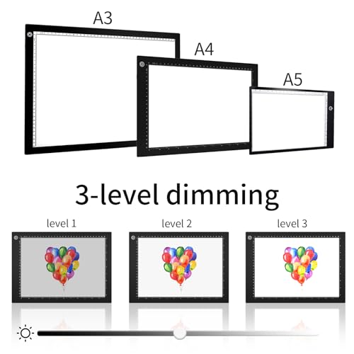 Light Box Drawing Pad A4, Tracing Board with Type-C Charge Cable and Brightness Adjustable for Artists, AnimationDrawing, Sketching, Animation, X-ray Viewing (A4-PS)