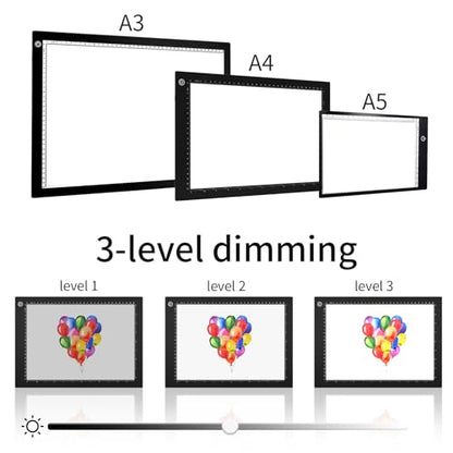 Light Box Drawing Pad A4, Tracing Board with Type-C Charge Cable and Brightness Adjustable for Artists, AnimationDrawing, Sketching, Animation, X-ray Viewing (A4-PS)