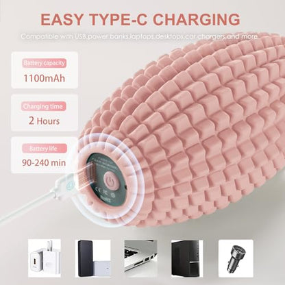 Vibrating Massage Ball with Rolling Head for Plantar Fasciitis - color: Pink