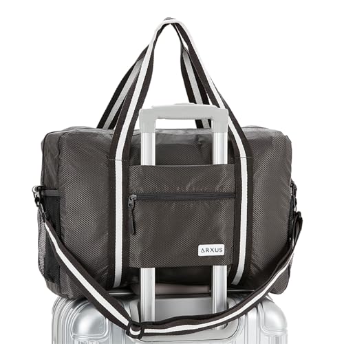 Arxus Carry On Travel Bag, Lightweight Foldable Packable Tote Bag 25L - color: Gray