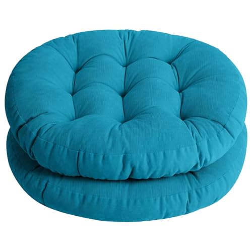 Tiita 22 Inch Floor Cushion - Round Outdoor Chair Cushion Pad with Corduroy - color: Round|blue, size: 2 Count (Pack of 1)