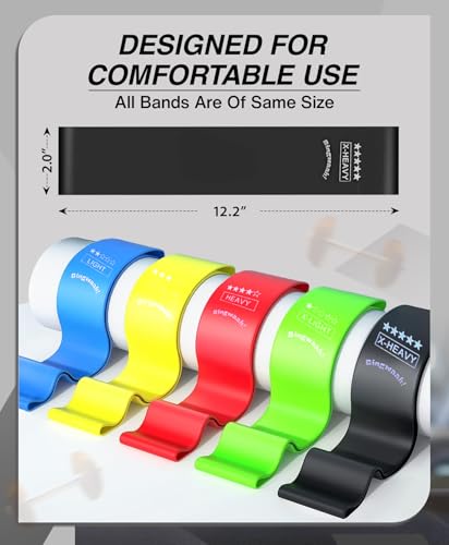 Bingwaah Loop Resistance Exercise Bands – Fabric & Elastic Sets of Exercise Bands for Strength Training - Rehab, Yoga, Pilates & Home Workout with Instruction Guide