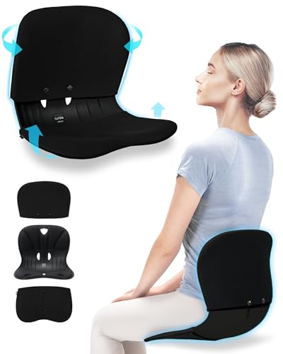 curble Wider – Ergonomic Desk Chair Seat Cushion, Everyday Passive Posture Trainer for Work from Home, Office & Car, Breathable Lumbar Support (Black) - color: Set Black