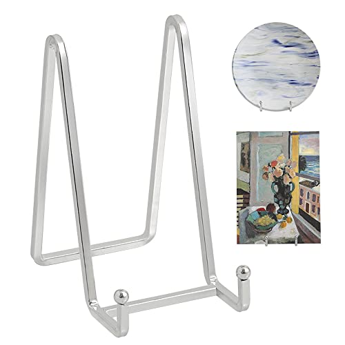 Plate Holder Easel Display Stand - 6 inch Metal Plate Stands for Display - Tabletop Picture Stand - Silver Iron Easels for Display Pictures | Photo Frames | Book | Decorative Plates | Plaque - 4 Pack - color: Silver 6 Inch-4