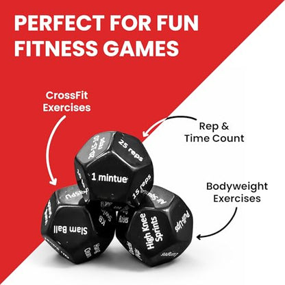 Rubberbanditz - Fitness Dice for Exercise & Workouts | Three Engaging 12-Sided Full Body Workout Dice | Ideal for Crossfit, Home Workouts, and Gyms | Fun Workout Equipment