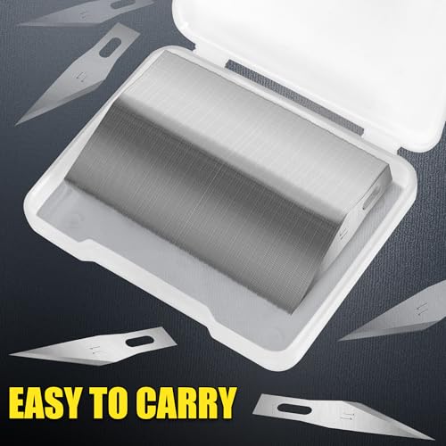 100 Pack Exacto Knife Blades, SK5 Steel #11 Blades with Storage Box - size: 100-PCS