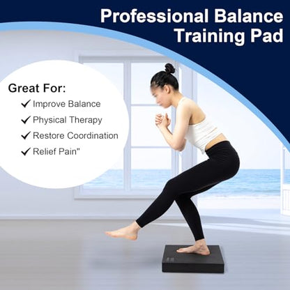 StrongTek Foam Balance Pad, Extra-Wide 19 x 15.8 x 2.4 in, Non-Slip TPE - color: Black-Set of 2