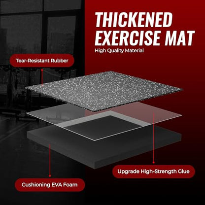 SUPERJARE 0.79'' Extra-Thick Exercise Equipment Mats, 36 Pcs 144 Sq Ft Rubber Top Floor Tiles with High Density EVA Foam, Interlocking Gym Flooring for Home Gym, Workout Mat, Black/Grey - size: 36 Tiles (144 Sq Ft)