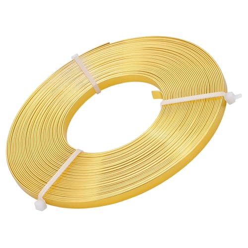 BENECREAT 32 Feet 5mm Wide Flat Jewelry Craft Wire 18 Gauge Gold Metal Aluminum Wire for Bezel, Bracelet DIY, Sculpting, Armature and Jewelry Making - color: Gold, size: 5mm