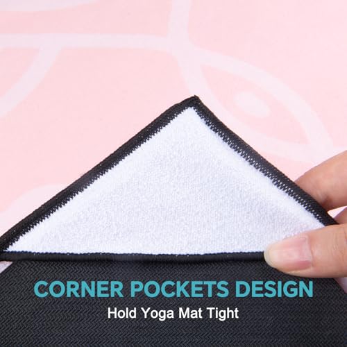 QiyI Hot Yoga Towel with Grip Dots, Non Slip, 70"x26", Dreamy Pink Mandala - color: Dreamy Pink Mandala, size: 70"x26"