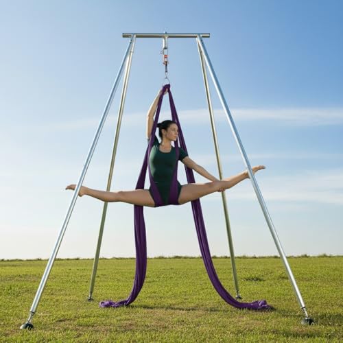 Aerial Rig, Aerial Yoga Stand, 10 FT Frame, 13 YD Fabric, 550 LB Capacity - color: SILK ONLY / Purple