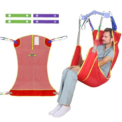 EZ Assistive Universal Full Body Patient Lift Sling for Patient Lift or Transfer, Lift Sling with Mesh Fabric Suitable for Bedridden,Elderly or Disabled to Bathing - size: Medium-Red