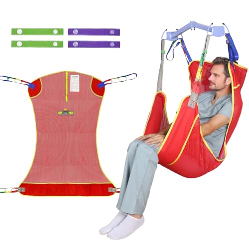 EZ Assistive Universal Full Body Patient Lift Sling for Patient Lift or Transfer, Lift Sling with Mesh Fabric Suitable for Bedridden,Elderly or Disabled to Bathing - size: Medium-Red