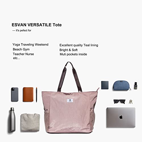 ESVAN Yoga Mat Bag Yoga Tote Carrier Shoulder Bag Carryall Tote for Office,Yoga,Pilates,Travel,Beach and Gym - color: B Pinkish Purple