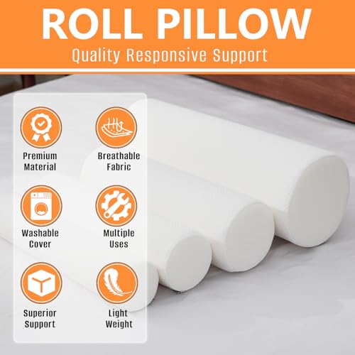 2 Pack Round Massage Table Bolster Pillow Pad, Bolster Pillow, Round Pillows, Suitable for Earthlite Massage Table (White, 5.9''x19.6'') - color: White, size: 5.9''x19.6''