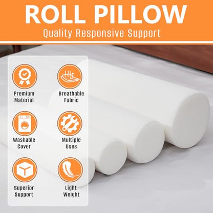 2 Pack Round Massage Table Bolster Pillow Pad, Bolster Pillow, Round Pillows, Suitable for Earthlite Massage Table (White, 4.7''x19.6'') - color: White, size: 4.7''x19.6''