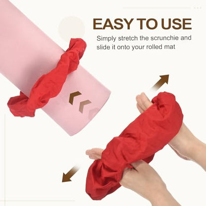 Yoga Mat Scrunchy, Durable & Elastic Fabric Yoga Mat Strap Band - color: Red