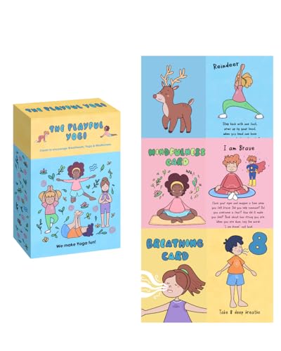 Kids Yoga Card Deck - 55 Large Format Cards for Movement, Mindfulness & Breathing - Perfect for Teachers, Therapists, Families & More - Includes 5 Yoga Games to Play Solo or in a Group - Ages 3-103