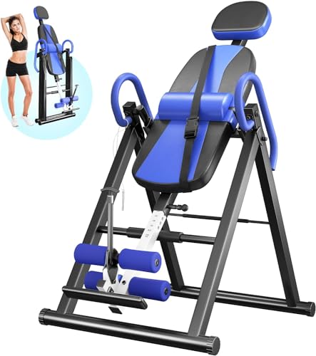 YOLEO Gravity Inversion Table for Back Pain Relief 2026 New Inversion Table | w/Lumbar Support, Easy to Assemble, Back Stretcher Machine 300 lbs - color: W1-Blue