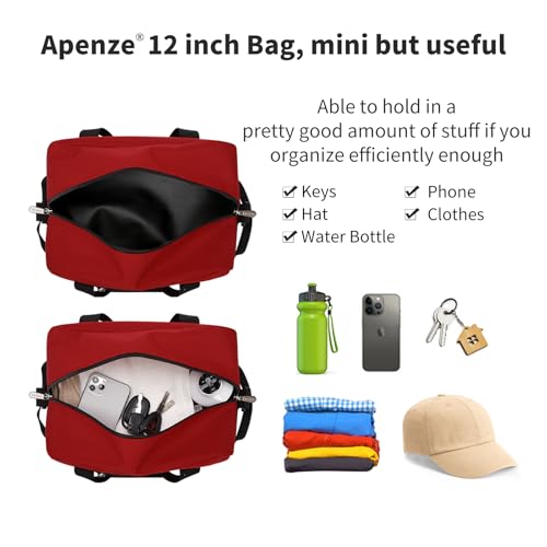 Apenze Small Gym Bag,12 inch Carry On Bag - color: Red, size: 12 inch