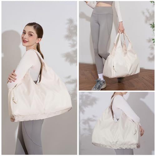 Forestfish Gym Bag For Women With Shoes Compartment & Wet Dry - color: Beige