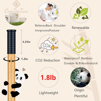 5ft Yoga Stick from Natural Bamboo with Non-Slip Handle-Stretching Stick for Mobility, Flexibility,Exercise,Workout, Physical Therapy,Pilates,Balance Fitness-Access Online Video Guide Without Any Info - color: Black Ends5ft