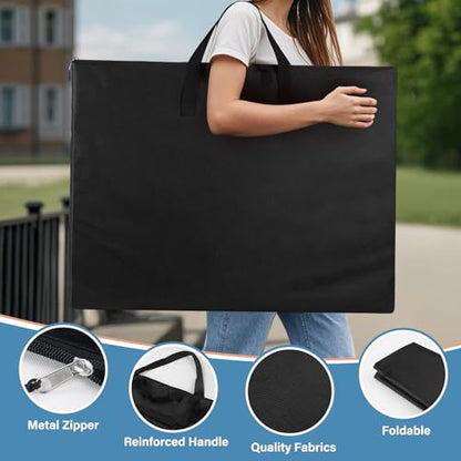ZKOO 24 x 36 Inch Art Portfolio Bag, Large Size Art Case Light Weight Waterproof Poster Board Storage Bag, Studio Portfolio Tote for Artwork, Poster, Sketch Drawing, Canvas (Black, 2 Pack) - size: 24*36in Black-2PACK