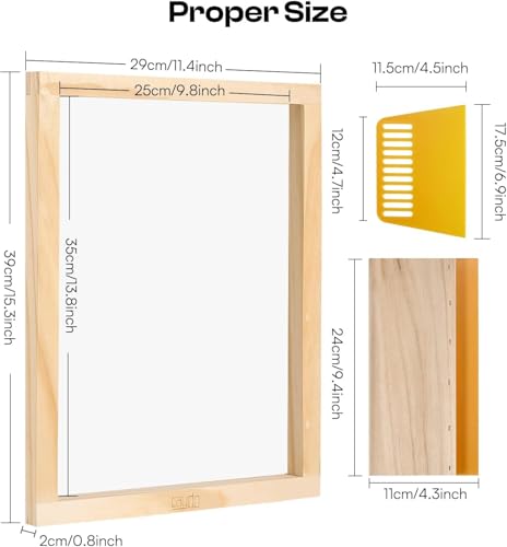 Caydo Screen Printing Frame with Screen Printing Squeegee | for T-Shirts, Backpacks, Handbags DIY Printing, 10 x 14 Inch Wood Silk Screen with 110 White Mesh - size: 10 x 14 Inch