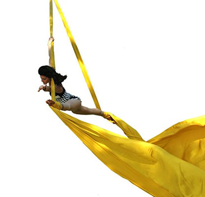 Durable Aerial Silks Starter Kit with 11-Yard Yoga Hammock & Hardware | Aerial Swing for Acrobatic Flying Yoga & All Levels, Aerial Rigging Point up to 14ft, Durable, Safe - color: Yellow