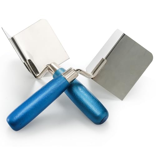 Peohud 2 Pieces Drywall Corner Tool Set, Inside and Outside Corner Knife, Stainless Steel Corner Trowel, Concrete Finishing Tool for Plastering Bricklaying Corner Finishing Work