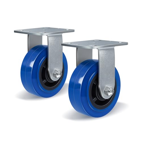 5'' X 2'' Casters, Heavy Duty Caster Wheels, Polyurethane on Polyolefin Core with Roller Bearing, Load 800lbs per Industrial Casters (2 Rigid) - style: 2 Rigid