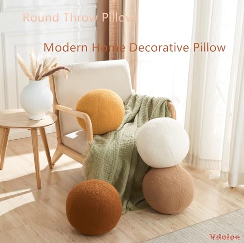 Ball Pillow,Cream White Round Throw Pillow 11.8 Inches - color: Cream White Ball