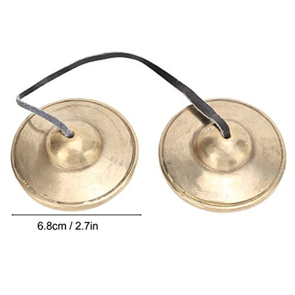 Tibetan Tingsha Cymbals Meditation Chime Bells, 2.7in Brass Strong Sound Penetration Tingsha Cymbals Bells, Lightweight Portable Tingsha Cymbals Bells Om Mane Padme Hum for Percussion Instrument