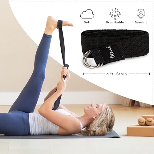 Natural Cork Yoga Blocks 2 Pack with Strap & Massage Balls - Premium Yoga Accessories for Women & Men