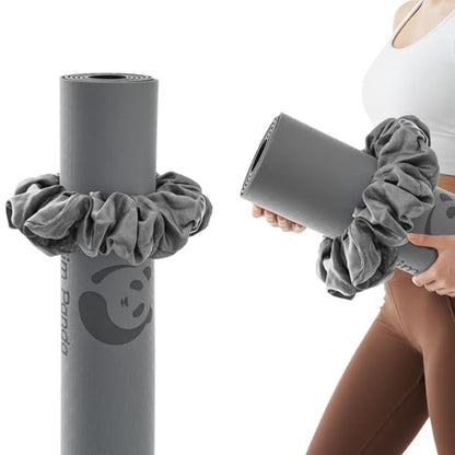 Slim Panda Yoga Mat Scrunchie,Holds Your Mat in Style,Stretchable Velvet Fabric Fit All Standard Yoga Mats (mat not included) - color: Gray