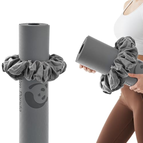 Slim Panda Yoga Mat Scrunchie,Holds Your Mat in Style,Stretchable Velvet Fabric Fit All Standard Yoga Mats (mat not included) - color: Gray