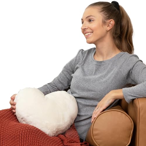 HUGIMALS Heart to Hug Pillow in Ivory | 5 lb Cozy Weighted Pillow for Self Care Ultra Soft Sensory Heart Shaped Pillow for Comfort, Relaxation, Sleep - Thoughtful Gift for Adults and Teens - color: Ivory