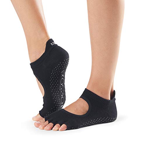 toesox Bellarina Grip Socks for Women, Half-Toe - color: Black, size: Large