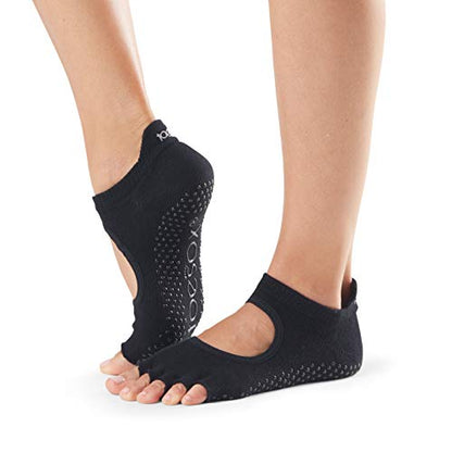 toesox Bellarina Grip Socks for Women, Half-Toe - color: Black, size: Small