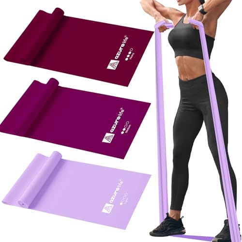 A AZURELIFE Resistance Bands,Professional Long Non-Latex Elastic Stretch Bands,Exercise Bands for Physical Therapy, Yoga, Pilates, Rehab, at-Home or The Gym Workouts, Strength Training - color: Purple, size: 5.9FT